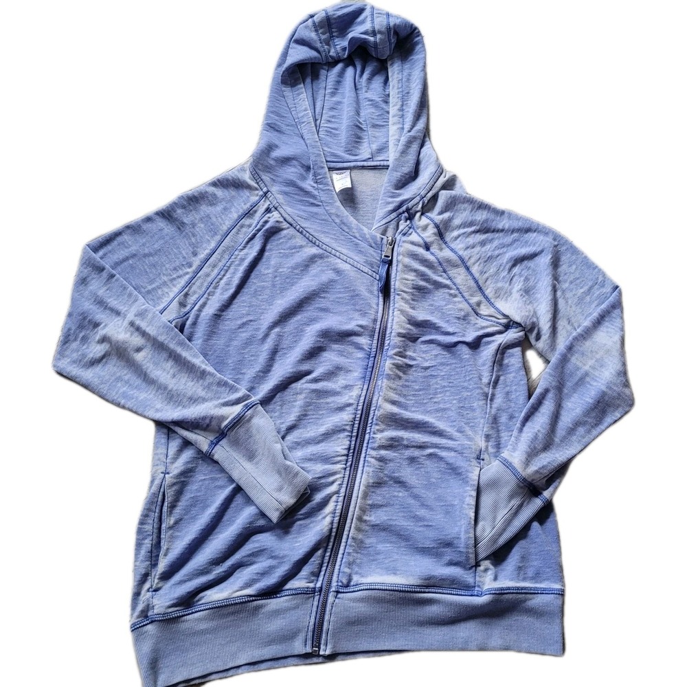 Le Verde Blue Marled Full Zip Sweatshirt Women's Large VTG Wash Athleisure Style